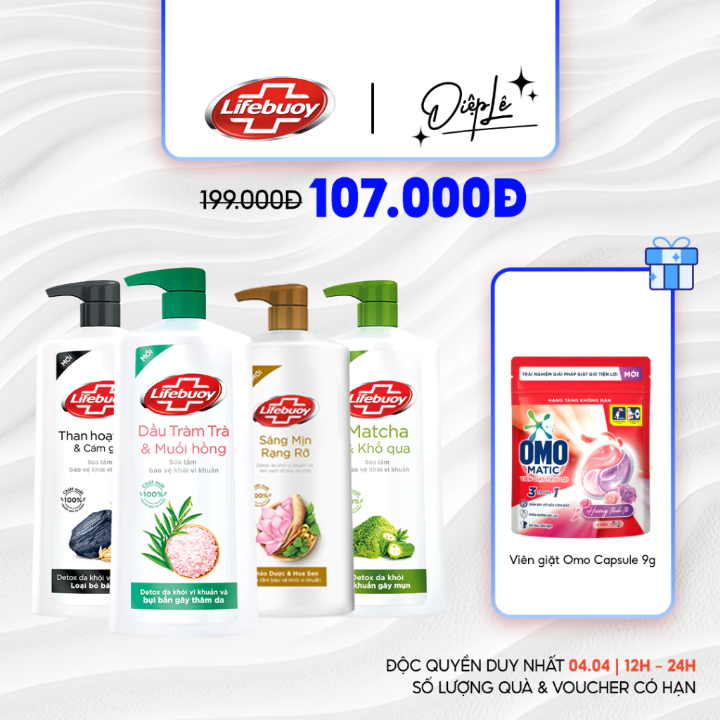 Sữa Tắm Lifebuoy 800gr – Detox Và Sạch Sâu Khỏi Bụi Mịn Pm2.5 – Ưu đãi trên Shopee